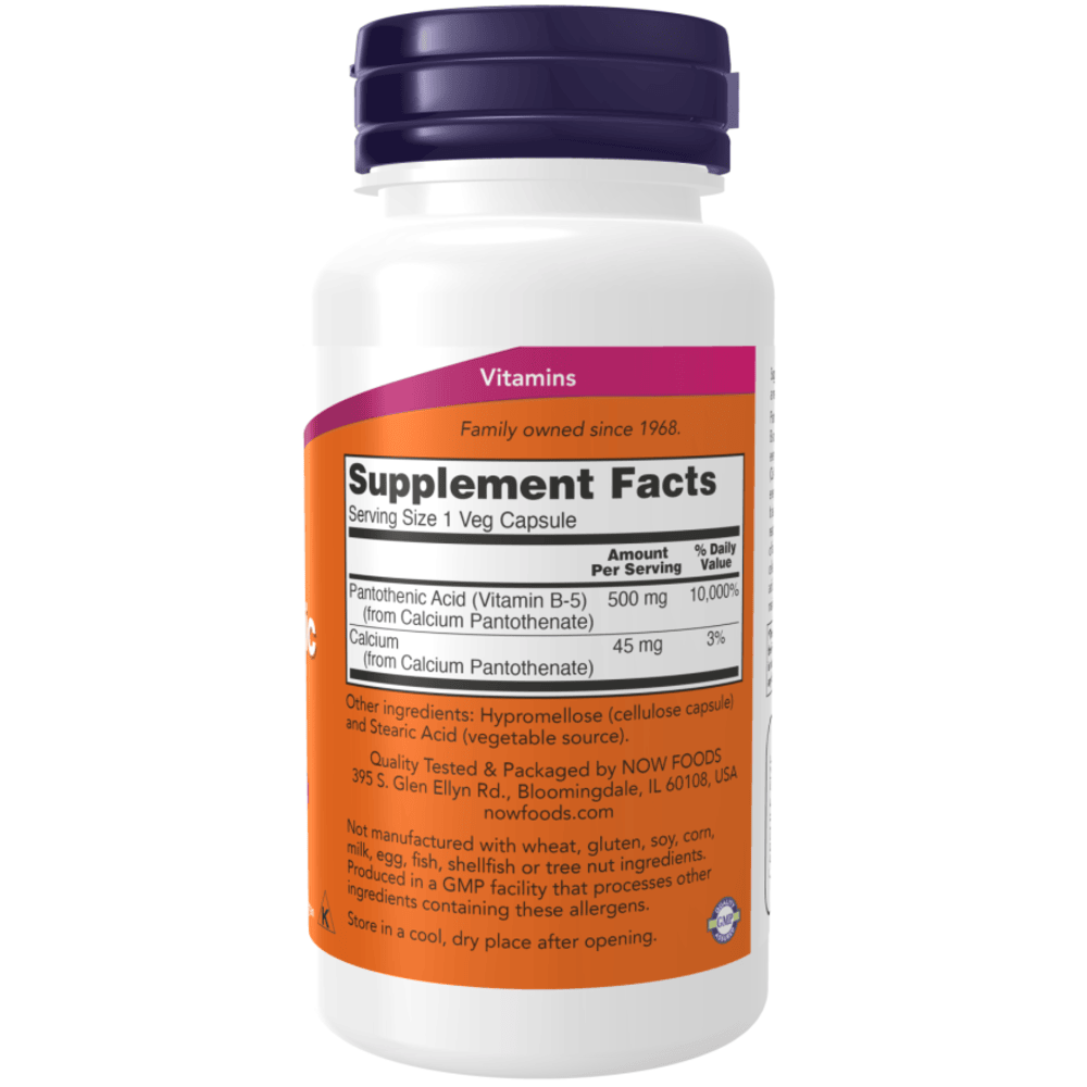 Now Pantothenic Acid 500Mg 100Caps - Image 2