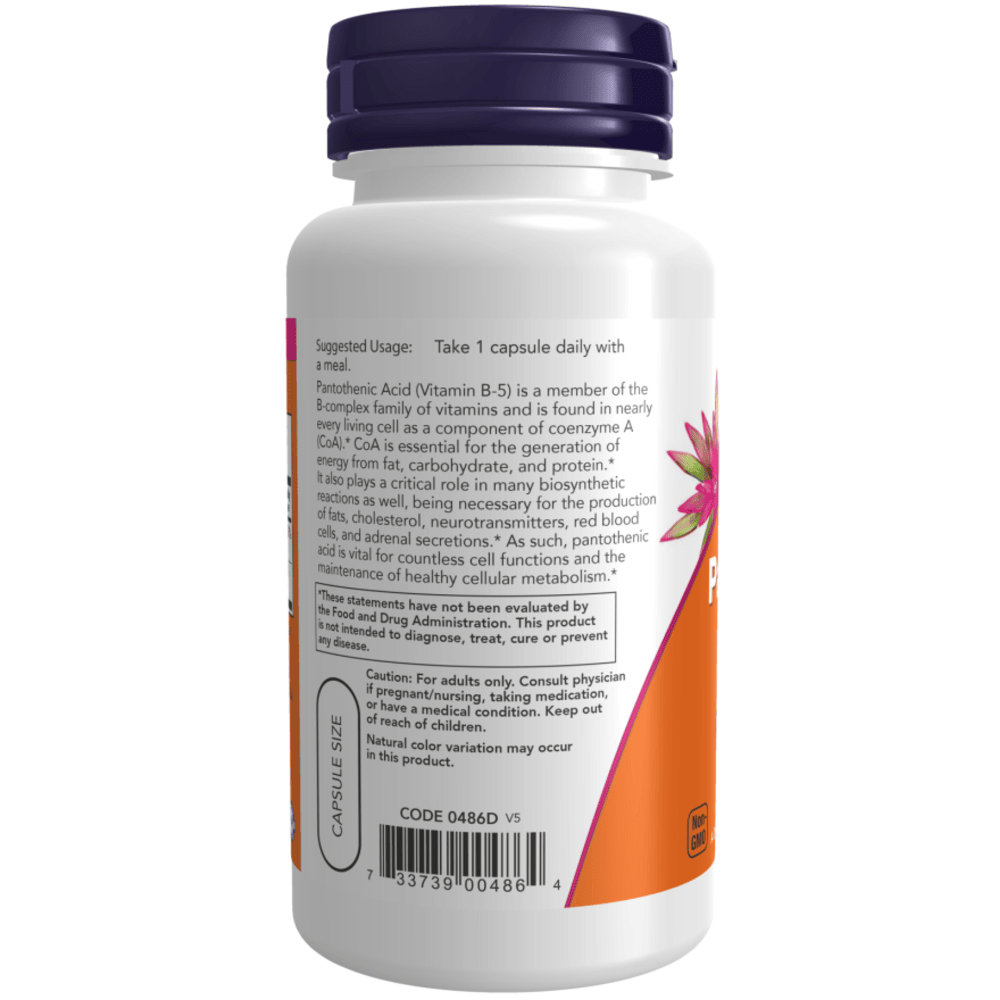 Now Pantothenic Acid 500Mg 100Caps - Image 3