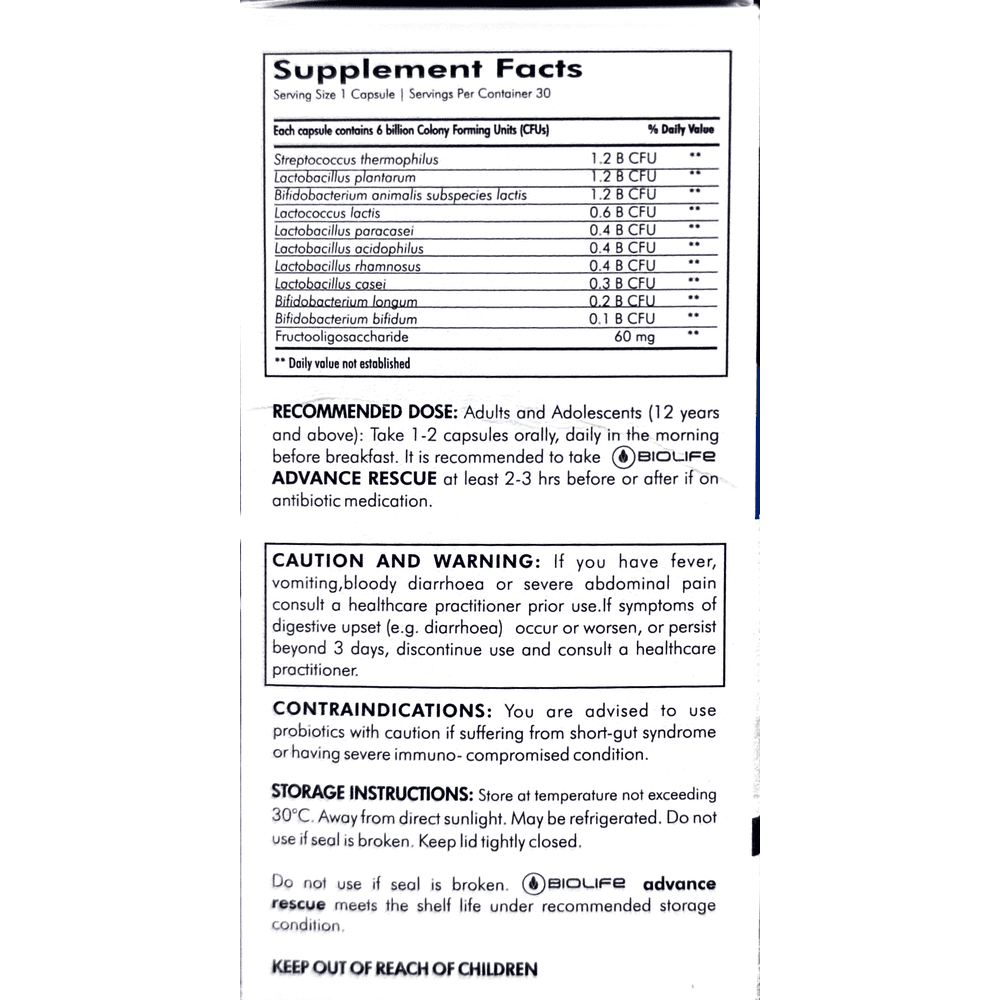Advanced Rescue Probiotics 30Caps - Image 2